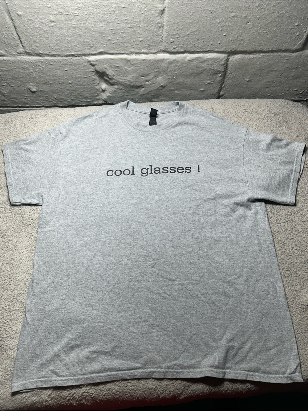 Gildan Cool Glasses ! Minimalist Graphic T-Shirt Gray Mens Size XL Funny Indie
